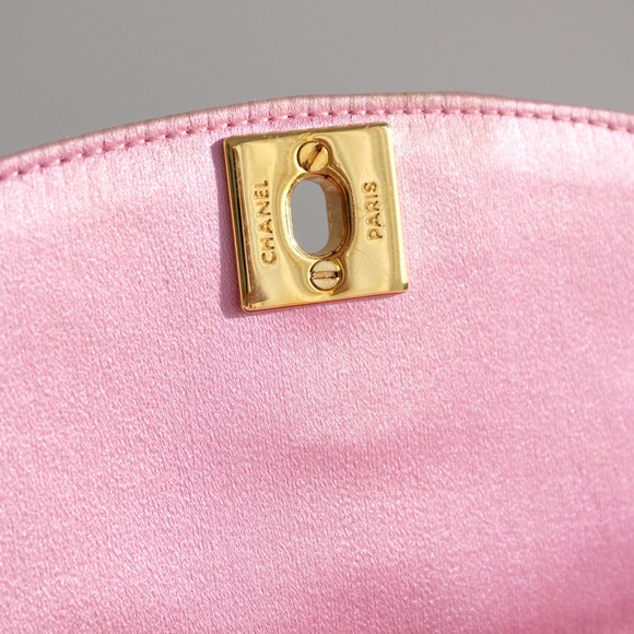 Chanel Vintage Pink Quilted Satin Mini Diana 24K Gold Bijou Chain 90s Flap Bag - Picture 12 of 16